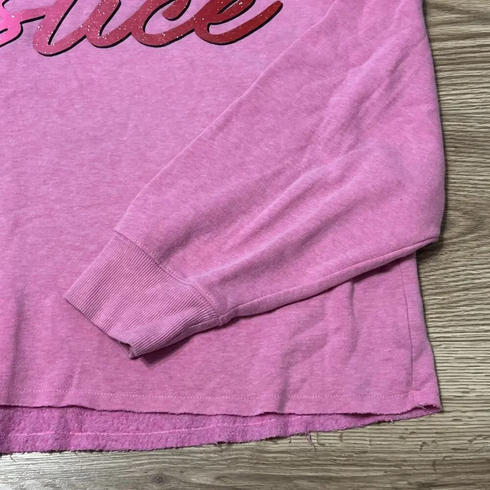 Justice Youth Girl’ Pink Logo Cropped Pullover Sweatshirt Size XL 16/18 (A46)
